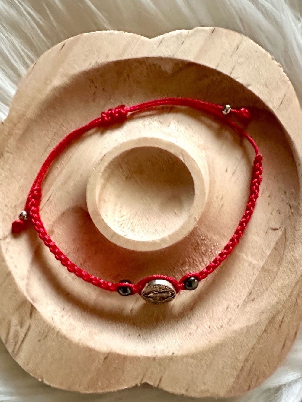 Handmade Red Adjustable String Cord Bracelet with St. Benedict Medal